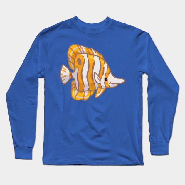 Copperband Butterflyfish Long Sleeve T-Shirt by bytesizetreasure